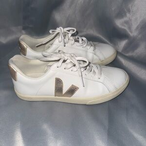 Veja Women's White and Metallic Sneakers